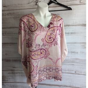 Chico's Boho Printed Silky Tunic Top sz S/M